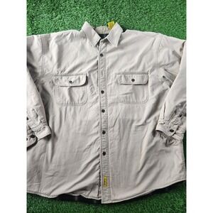 Stanley Shirt Jacket Mens XL Beige Canvas Fleece Lined Button Front Workwear
